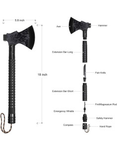 Hacha de Camping LIANTRAL Plegable Táctica con Martillo y Funda 2