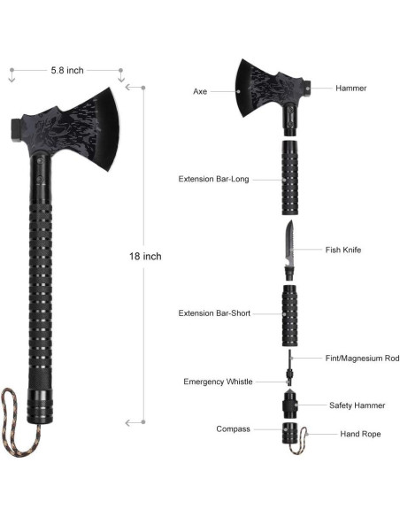 Hacha de Camping LIANTRAL Plegable Táctica con Martillo y Funda