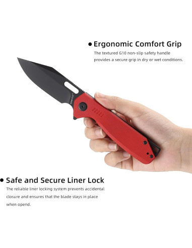 Cuchillo Plegable EMHTiii Rojo con Hoja de Acero D2 8.5cm