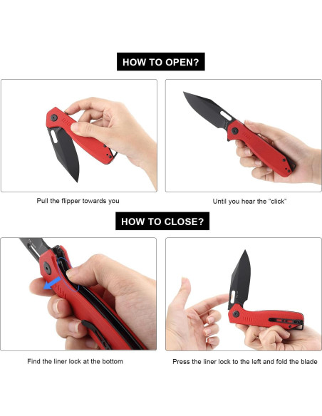 Cuchillo Plegable EMHTiii Rojo con Hoja de Acero D2 8.5cm