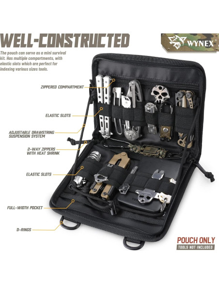 Bolsa Táctica Administrativa WYNEX Molle Negra 22x17x3 cm