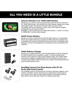 Monitor HDMI HDR Atomos Shinobi II 5.2" con Batería y Cargador 2