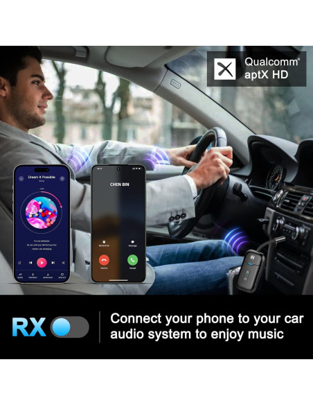 Adaptador Bluetooth 5.4 Beeitzie B103 2-en-1 para Aviones