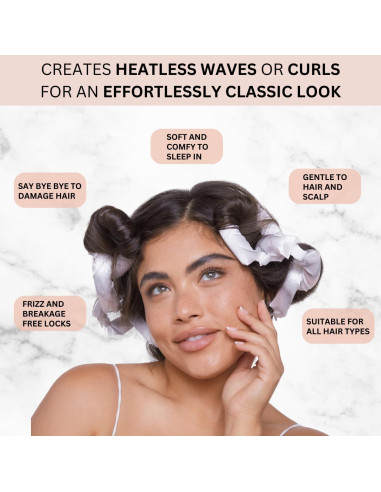 Rulos de Satén Kitsch - Rizador Sin Calor, 6 Piezas