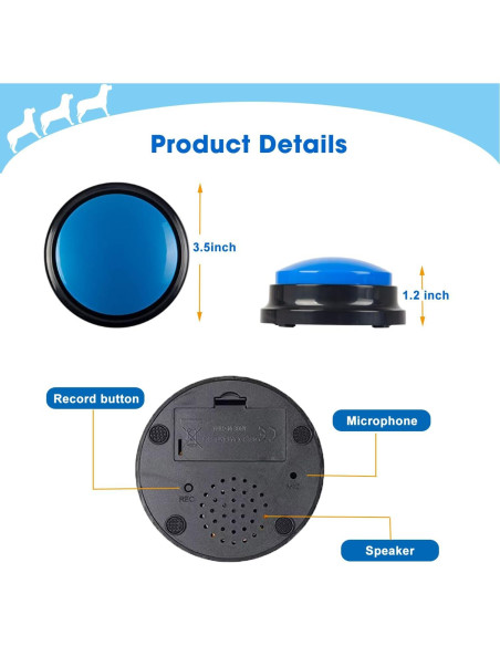 Botón de Grabación de Voz BoArt, 30 Segundos, 4 Pcs