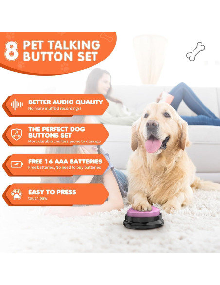 Botones de Comunicación para Perros DCIAER - 8 Botones Grabables
