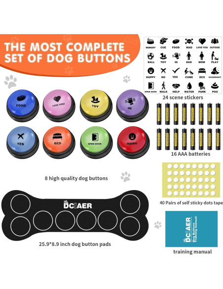 Botones de Comunicación para Perros DCIAER - 8 Botones Grabables