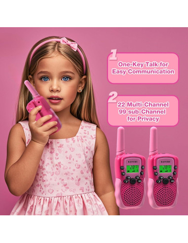 Walkie Talkies BATURU para Niñas 2-Pack Rosa 4-8 Años