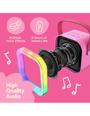 Mini Máquina de Karaoke Move2Play Rosa para Niños 20 Canciones