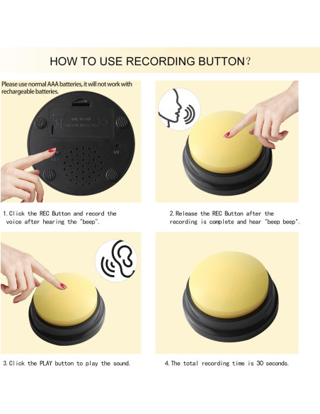Botón de Grabación de Voz OFVENS 4 Paquetes para Mascotas
