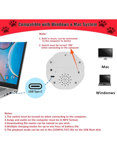 Botón de Grabación de Voz para Perros XLW 16MB Rojo