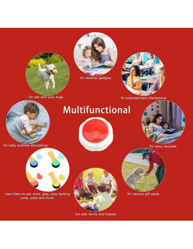Botón de Grabación de Voz para Perros XLW 16MB Rojo