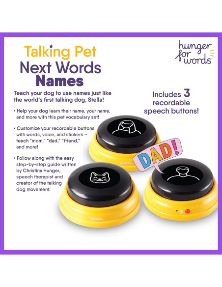 Botones de Habla para Mascotas Hambre por Palabras - Set de 3
