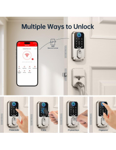 Cerradura Inteligente Hornbill Biométrica WiFi Niquel Satinado 2