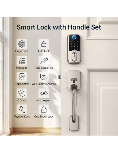 Cerradura Inteligente Hornbill Biométrica WiFi Niquel Satinado