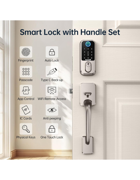 Cerradura Inteligente Hornbill Biométrica WiFi Niquel Satinado