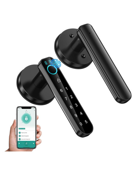 Cerradura Biométrica OFFTV con Huella Dactilar y APP - Negro