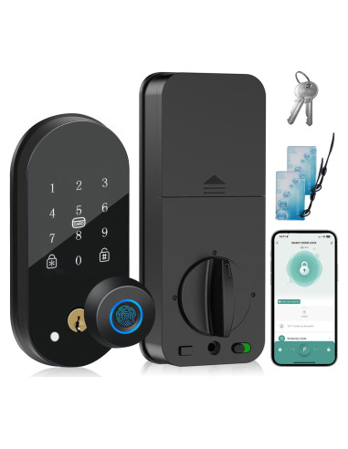 Cerradura Biométrica ZWSIUWO con Huella Dactilar y APP - Negro