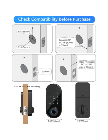 Cerradura Biométrica ZWSIUWO con Huella Dactilar y APP - Negro
