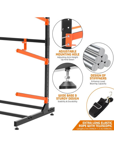 Estante de Almacenamiento de Kayak UOKRR 4 Niveles Ajustable