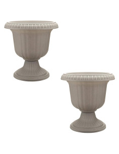 Maceta Urn Exterior 2 Paquetes Southern Patio 35.56 cm Piedra