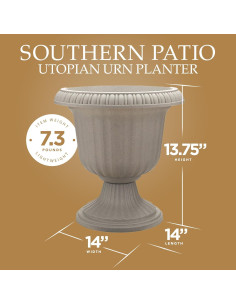 Maceta Urn Exterior 2 Paquetes Southern Patio 35.56 cm Piedra 2