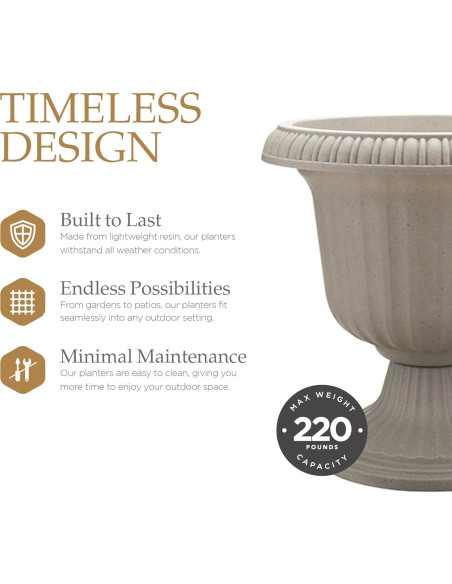Maceta Urn Exterior 2 Paquetes Southern Patio 35.56 cm Piedra