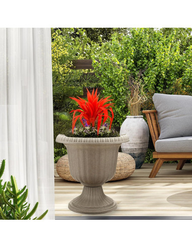 Maceta Urn Exterior 2 Paquetes Southern Patio 35.56 cm Piedra