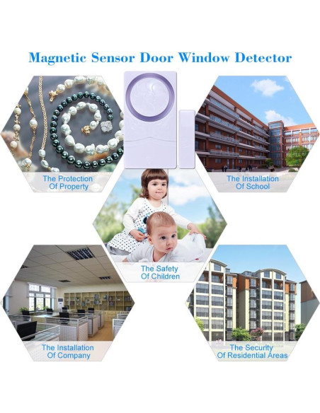 Alarma de Seguridad Inalámbrica Changzhou SF19 110dB Paquete de 4