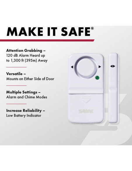 Alarma Inalámbrica de Seguridad SABRE 120 dB Paquete de 2