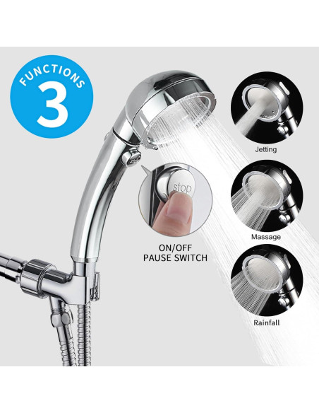 Cabezal de Ducha KAIYING Alta Presión 3 Modos Cromo