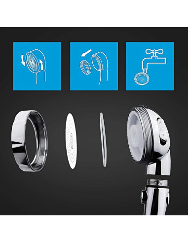 Cabezal de Ducha KAIYING Alta Presión 3 Modos Cromo