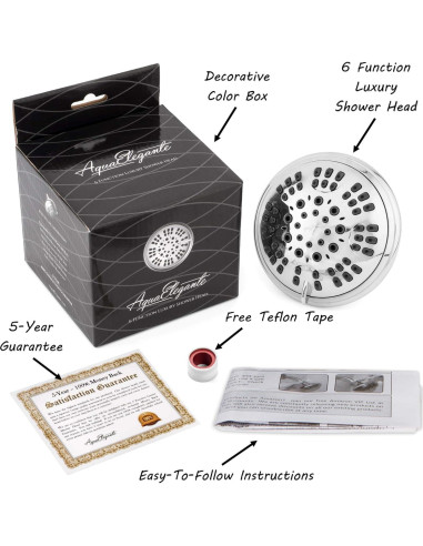 Cabezal de Ducha de Lujo Aqua Elegante Cromo 6 Funciones 9.5 L/min