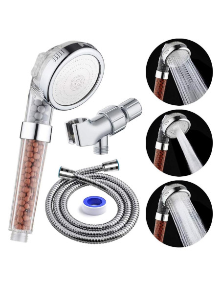 Cabezal de Ducha PRUGNA con Filtro y Manguera 1.5m - 3 Modos