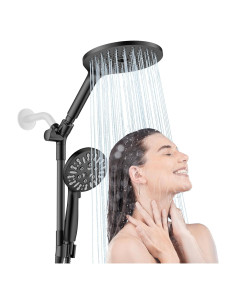 Cabezal de Ducha Doble HOWUWEY 7.5" (19 cm) con Mano 9 Modos