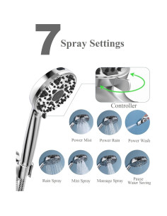 Cabezal de Ducha BOWGER 7 Modos Alta Presión 12.7 cm Cromo 2