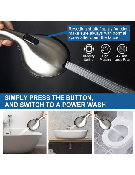 Cabezal de Ducha de Mano Egretshower 82 Modos Alta Presión 65.41 cm