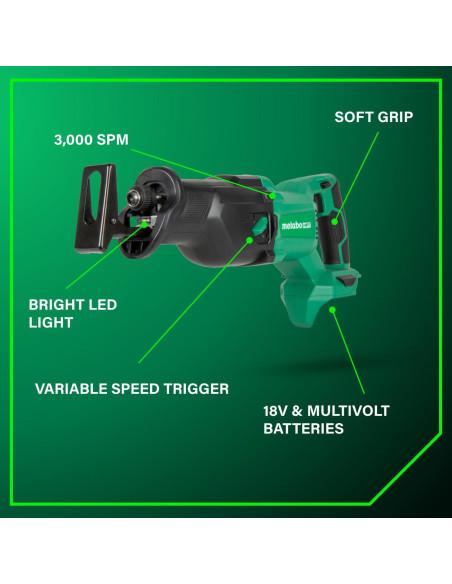 Sierra Recíproca Inalámbrica Metabo HPT 18V CR18DBQ4 3000 SPM
