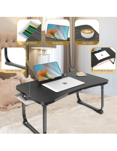 Escritorio portátil plegable Fayquaze con cajón y soporte 2