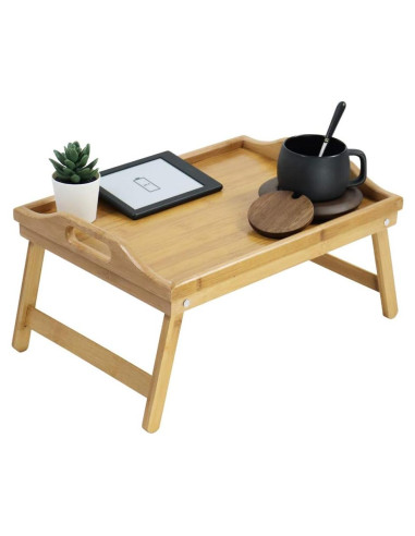 Bandeja de Cama Plegable KKTONER de Bambú Natural 41x30cm