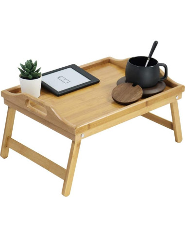 Bandeja de Cama Plegable KKTONER de Bambú Natural 41x30cm