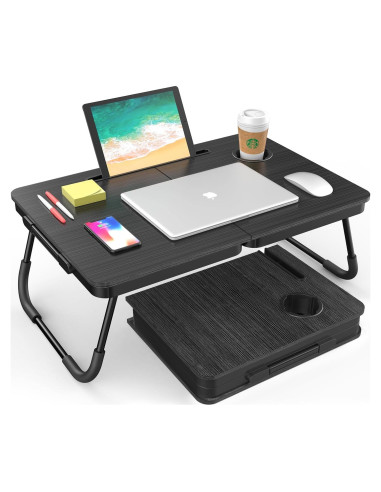 Escritorio Plegable para Laptop BUYIFY Negro 59x40 cm