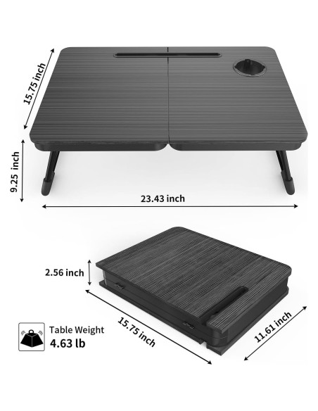 Escritorio Plegable para Laptop BUYIFY Negro 59x40 cm