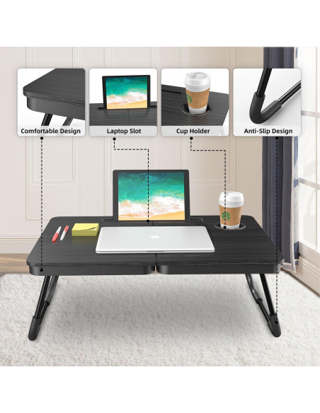 Escritorio Plegable para Laptop BUYIFY Negro 59x40 cm