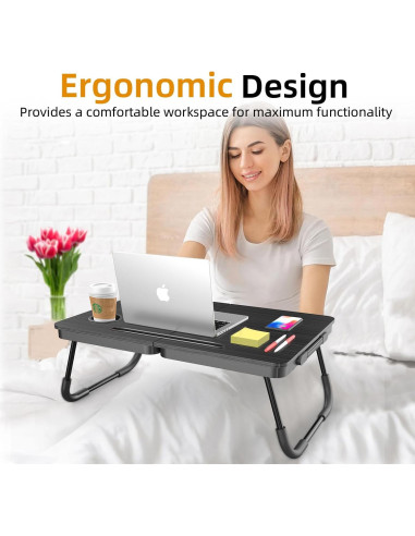 Escritorio Plegable para Laptop BUYIFY Negro 59x40 cm
