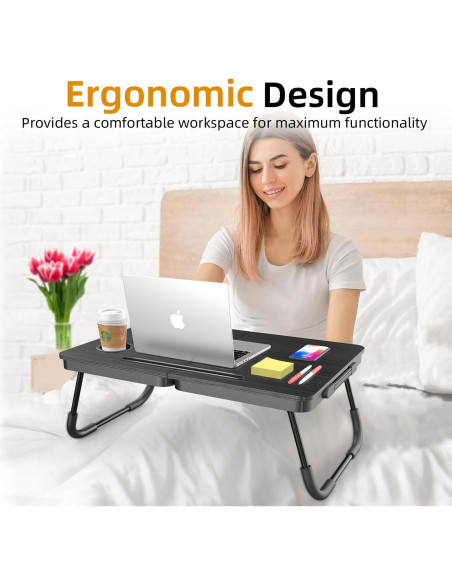 Escritorio Plegable para Laptop BUYIFY Negro 59x40 cm