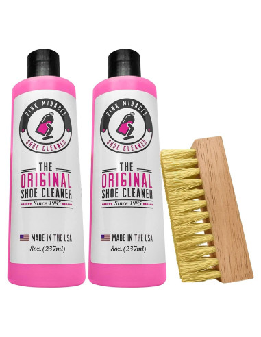 Kit Limpiador de Zapatos Pink Miracle 16 Oz - 2 Botellas y Cepillo