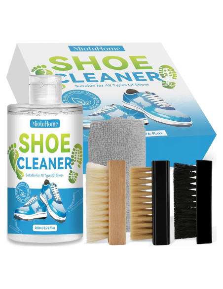 Kit de Limpiador de Zapatos MiotuHome - 250ml con Cepillos y Toalla