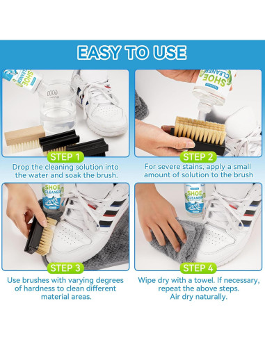 Kit de Limpiador de Zapatos MiotuHome - 250ml con Cepillos y Toalla