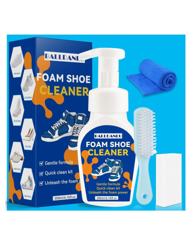 Kit Limpiador de Zapatos Blancos Balldanlu 200ml con Cepillo